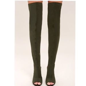 Knee high open toe stretch boots